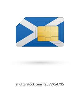 Flag of Scotland. Vector illustration of SIM Card with flag on white background