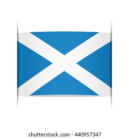 Flag of Scotland. Vector illustration of a stylized flag. The slit in the paper with shadows. Element for infographics.