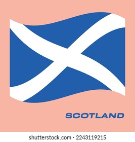 Flag of Scotland, Waving National flag of Scotland, National flag of Scotland vector illustration.