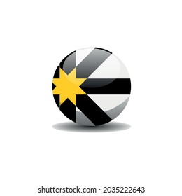 Bandera del condado escocés de Sutherland. Textura de fondo del indicador del botón de círculo cataibh. Símbolo de ilustración de vector