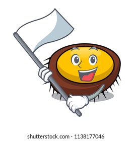 With flag sea urchin mascot cartoon