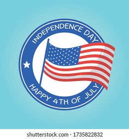 Diseño del sello de la bandera, Día de la Independencia feliz 4 de julio y tema de los ee.uu.