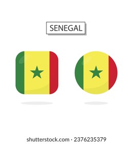 Flag of Senegal 2 Shapes icon 3D cartoon style.