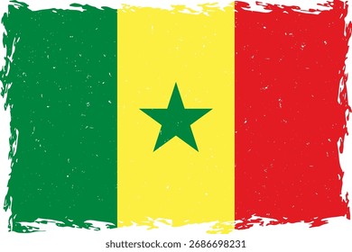 Flagge von senegal Pinsel Schlag Grunge Textur