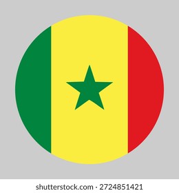 Flagge von Senegal in Kreisform mit genauen Proportionen und offiziellen Farben