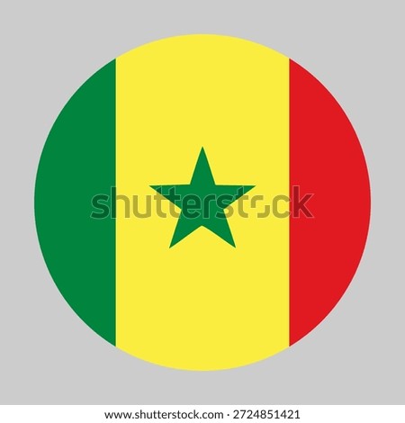 Flag of Senegal in circular shape with accurate proportions and official colors