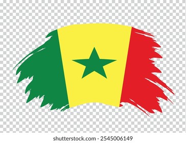Flag of Senegal with distressed paint stroke brush effect on isolated background