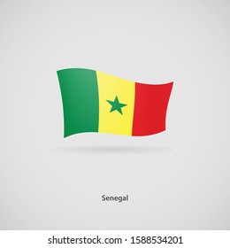 The flag of Senegal is flying layered vector image.