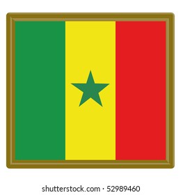 Flag of Senegal with gold frame
