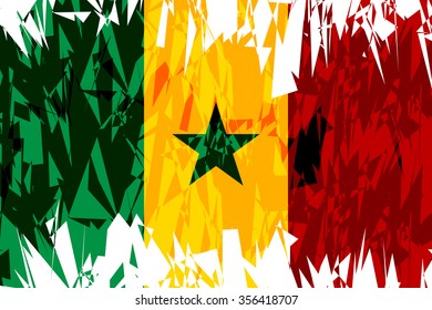 Flag of Senegal in grunge style. Vector illustration.