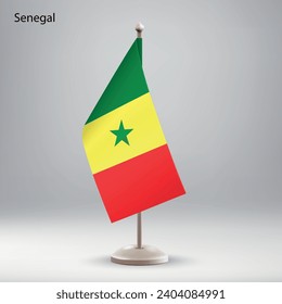 Flag of Senegal hanging on a flag stand. Usable for summit or conference presentaiton