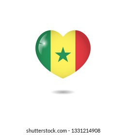 Flag of Senegal, Senegal Flag heart 3d template design. Vector Eps 10 