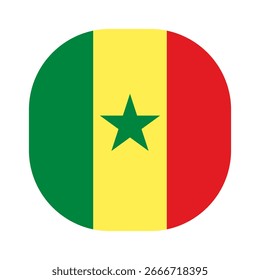 Flag of Senegal icon. Senegal rounded square flag icon digital vector illustration design. White background.