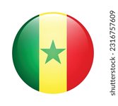 The flag of Senegal. Flag icon. Standard color. The round flag. 3d illustration. Computer illustration. Digital illustration. Vector illustration.