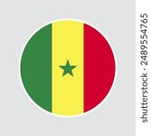 The flag of Senegal. Flag icon. Standard color. Round flag. Computer illustration. Vector illustration.	