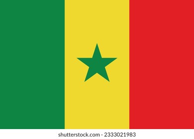 La bandera de Senegal. Icono de marca. Color estándar. Tamaño estándar. Bandera rectangular. Ilustración del equipo. Ilustración digital. Ilustración vectorial.