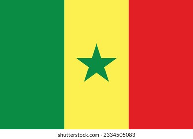 The flag of Senegal. Flag icon. Standard color. Standard size. A rectangular flag. Computer illustration. Digital illustration. Vector illustration.