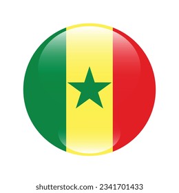 The flag of Senegal. Flag icon. Standard color. Circle icon flag. 3d illustration. Computer illustration. Digital illustration. Vector illustration.