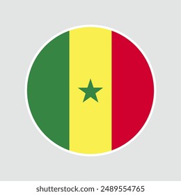 The flag of Senegal. Flag icon. Standard color. Round flag. Computer illustration. Vector illustration.	