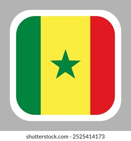 The flag of Senegal. Flag icon. Standard color. flat vector square with rounded corners. Computer illustration. Digital illustration. Vector illustration