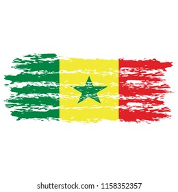 Flag of Senegal the illustration vector on a white background, brush stroke Design Elements