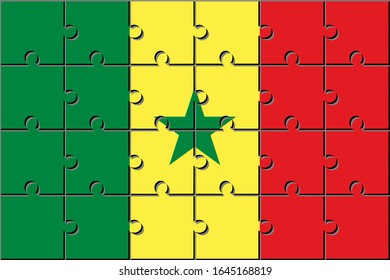 Bandera del Senegal hecha con piezas de rompecabezas