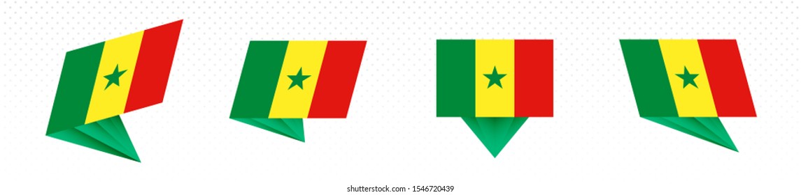 Flag of Senegal in modern abstract design, vector flag set.