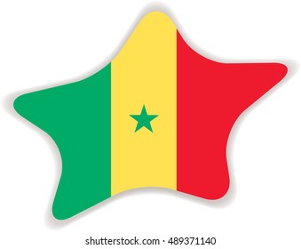 Flag of Senegal, officially the Republic of Senegal. Vector illustration of a stylized flag. Star with shadow. Element for infographics.