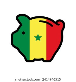 Flag of Senegal, piggy bank icon, vector symbol.