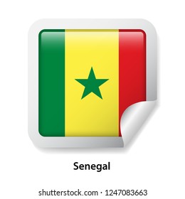 Flag of Senegal. Round glossy badge sticker