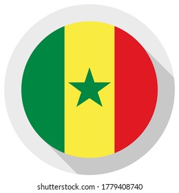 Bandera de senegal, icono de forma redonda sobre fondo blanco, ilustración vectorial