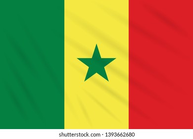 Flag Senegal swaying in wind, realistic vector