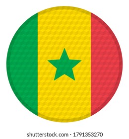 Flag Of Senegal Vector Illustration. Senegal Flag Button With Cube Pattern Isolated On White Background