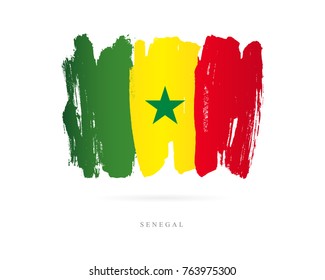 Flag of Senegal. Vector illustration on white background. Beautiful brush strokes. Abstract concept. Elements for design.
