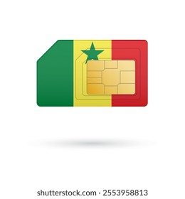 Flag of Senegal. Vector illustration of SIM Card with flag on white background