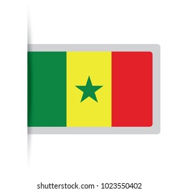 Flag of Senegal. Vector illustration of a stylized flag. The slit in the paper with shadows. isolated on white.