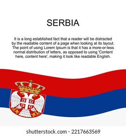 Flag of Serbia for banner in square white background. Serbia flag with space for text. Serbia square banner with flag. vector illustration eps10