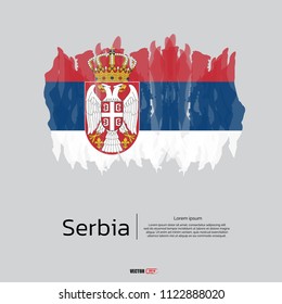 Flag of Serbia with brush stroke, grunge style background vector.