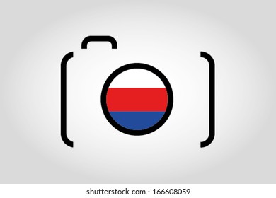 The flag of Serbia  in a Camera Lens