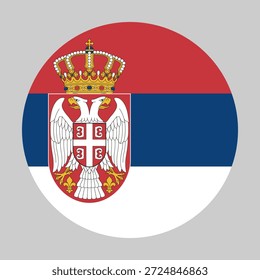 Flagge Serbiens in Kreisform mit genauen Proportionen und offiziellen Farben