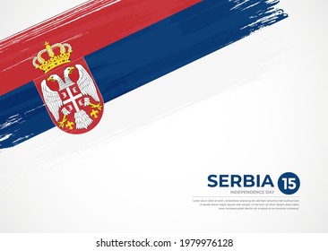 Flag of Serbia with creative painted brush stroke texture background