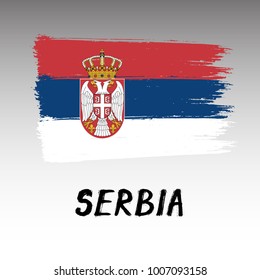 Flag Of Serbia - Grunge