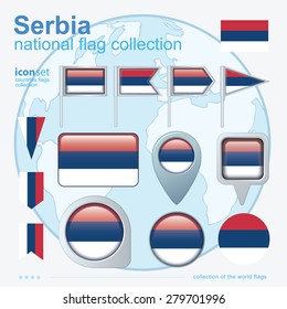  Flag of Serbia, icon collection, vector illustration