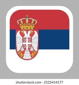 The flag of Serbia. Flag icon. Standard color. flat vector square with rounded corners. Computer illustration. Digital illustration. Vector illustration