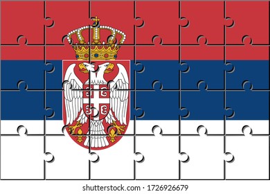 flag of serbia made with jigsaw puzzle pieces. proportion 2:3