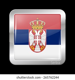 Flag of Serbia. Metal Icons Square Shape. This is File from the Collection European Flags