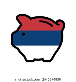 Flag of Serbia, piggy bank icon, vector symbol.