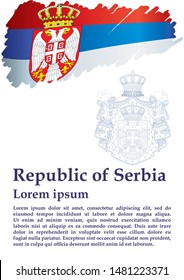 Flag of Serbia, Republic of Serbia. Template for award design, an official document with the flag of Serbia. Bright, colorful vector illustration for graphic and web design.