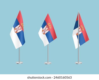 Flag of Serbia with silver pole