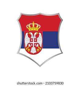 Bandera de Serbia con marco de escudo plateado